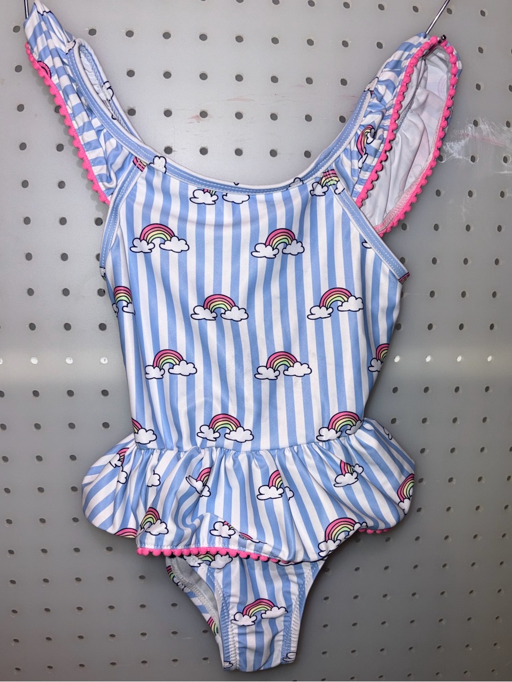 Revolution Blue & White Stripe Rainbow Peplum One-Piece Swimsuit